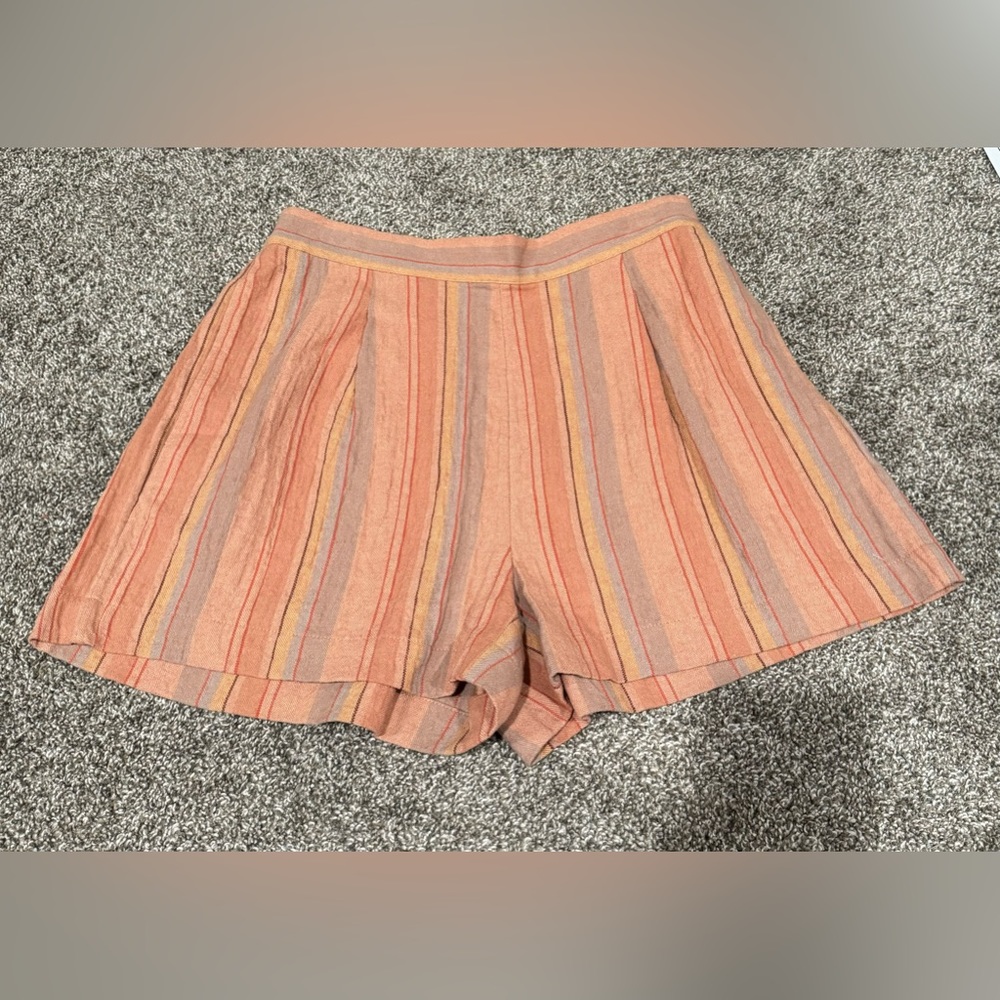 NWT Madewell linen shorts size M clay color with stripes